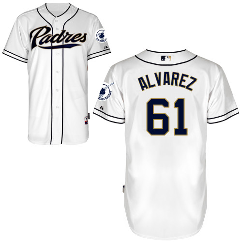 R-J alvarez #61 MLB Jersey-San Diego Padres Men's Authentic Home White Cool Base Baseball Jersey